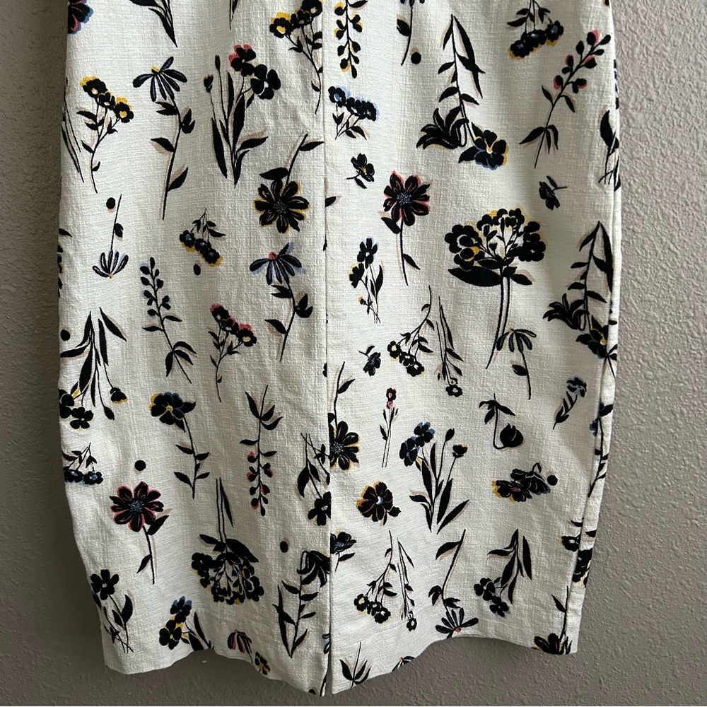 Ann Taylor White Multicolor Floral Double V Cotton Sleeveless Sheath Dress - Picture 5 of 11